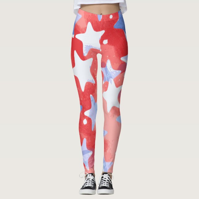 Leggings de Estrelas Patrióticas em 4 de julho (Frente)