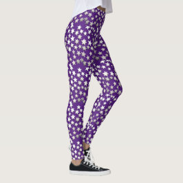 Leggings de estrelas roxas