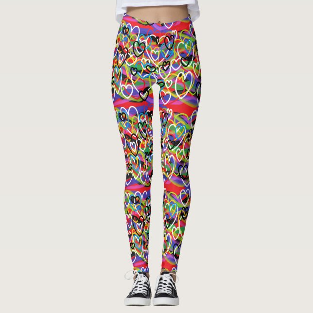 Leggings de Exercício Coloridas para Academia e Di (Frente)