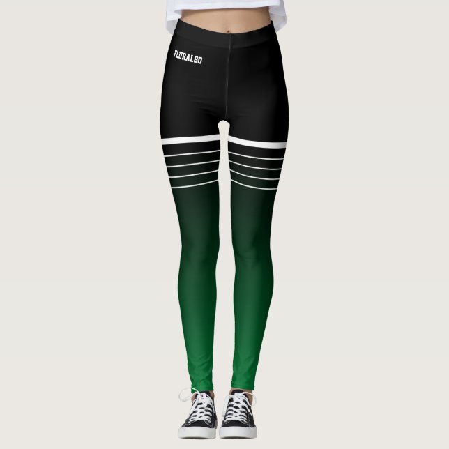 Leggings de exercício de gradiente verde na moda (Frente)