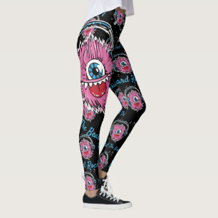 Leggings de exercício de monstro de música rosa