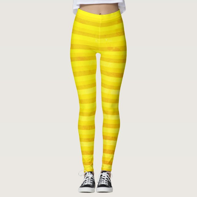 Leggings de faixa amarela e laranja (Frente)