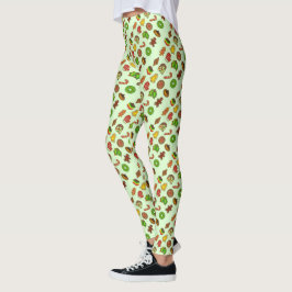 Leggings de Férias do Biscoito de Natal Verde