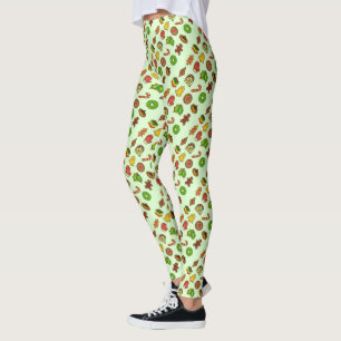 Leggings de Férias do Biscoito de Natal Verde