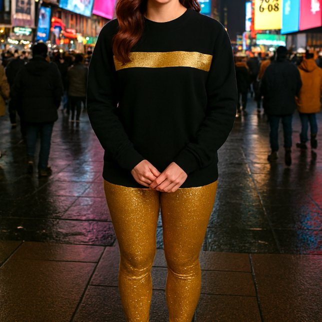 Leggings de Festa de Fim de Ano com Brilho Dourado (Criador carregado)