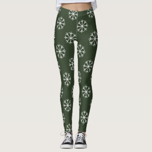 Leggings de festa de Natal com padrão de floco de