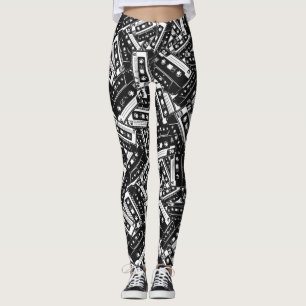 Leggings de fita de cassete retrô