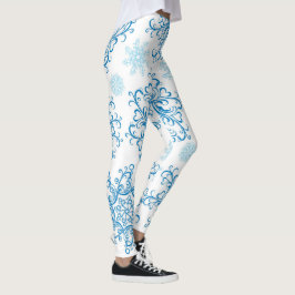 Leggings de flocos de neve brancos azuis divertido