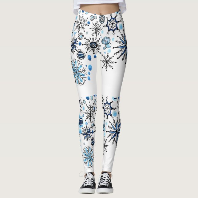 Leggings de flocos de neve feliz ano novo (Frente)