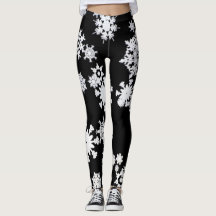 Leggings de flocos de neve preto e branco