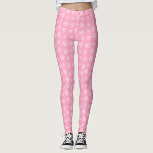 Leggings de flocos de neve rosa