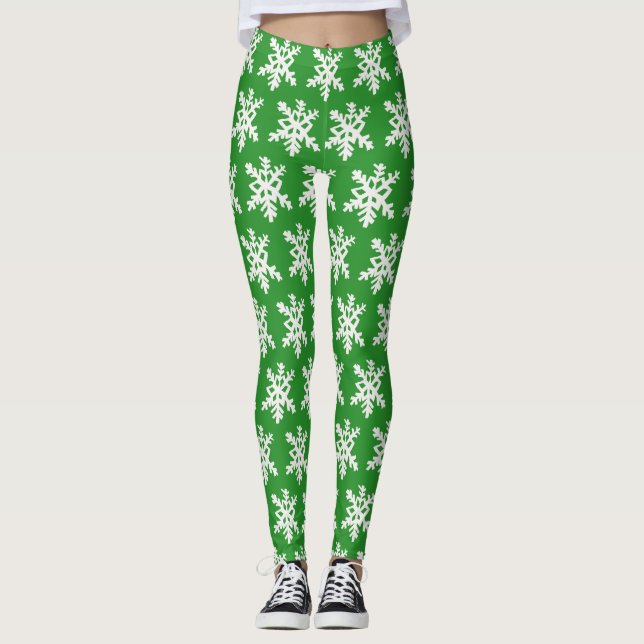 Leggings de flocos de neve verdes (Frente)