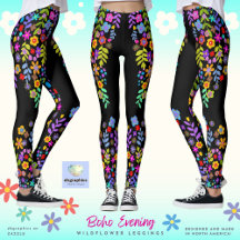 Leggings de flor selvagem Boho Evening