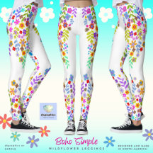 Leggings de flor selvagem simples Boho