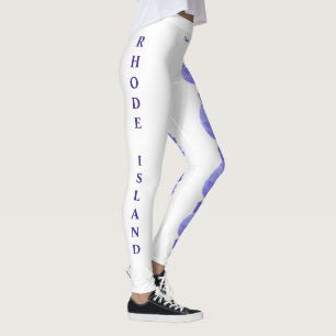 Leggings de Flor Violeta de Rhode Island Branca