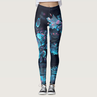 leggings de flores azuis