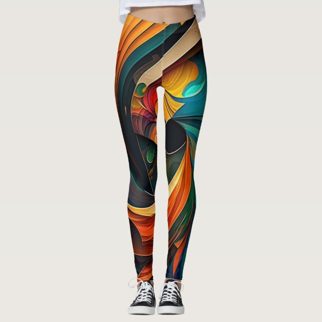 Leggings de flores bonitas de abstrato art (Frente)