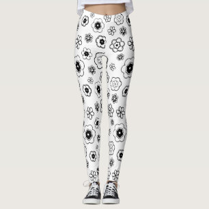 leggings de flores de desenho animado