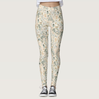 Leggings de Flores de Vintage com bonito Watercolo