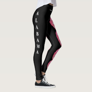 Leggings de Flores do Estado Negro do Alabama Came