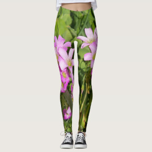leggings de flores silvestres Oxalis, cor-de-rosa