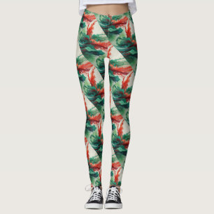 Leggings de fluidos vermelhos verdes