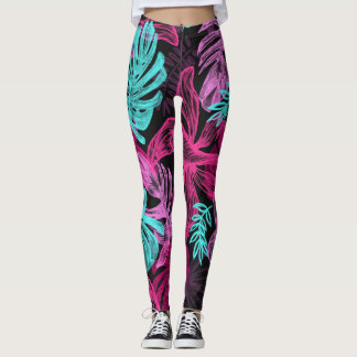 leggings de folhas coloridas fofinhas