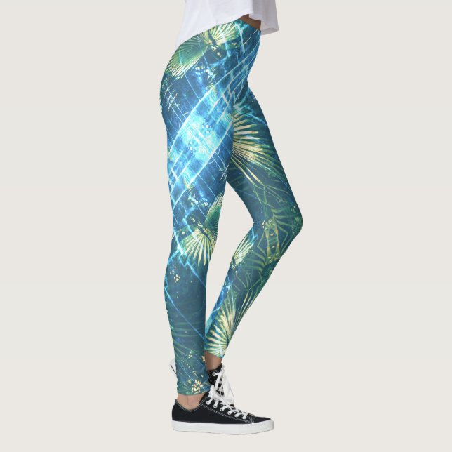 Leggings de folhas de árvores de palmeiras verdes  (Direita)