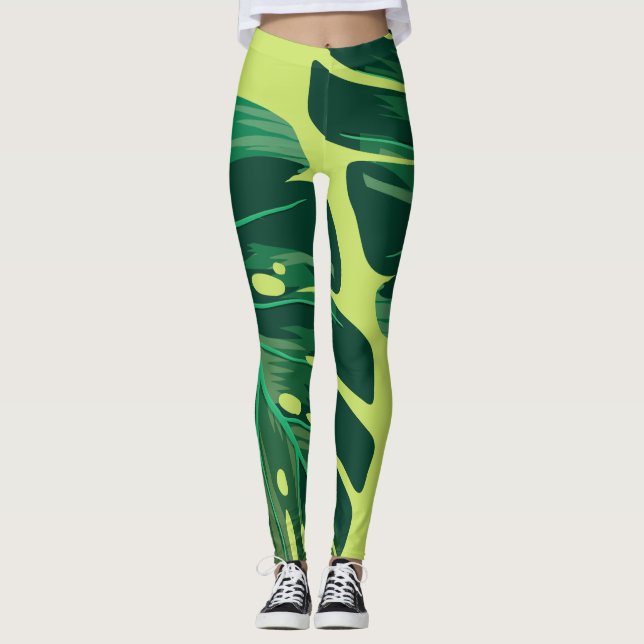Leggings de Folhas Tropicais (Frente)
