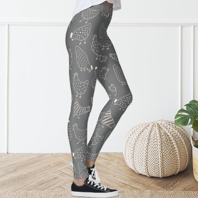 Leggings de frango branco de Cinza divertida (Criador carregado)
