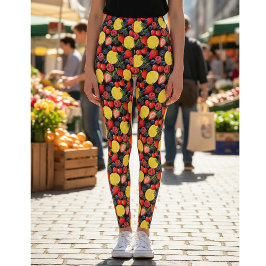 Leggings de Fruta Brilhante e Negrito