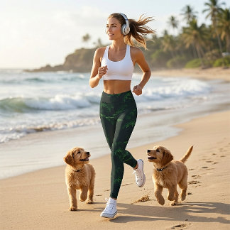 Leggings de Galho de Pinheiro Verde Escuro