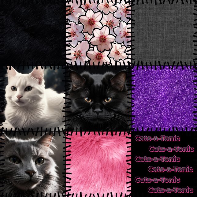 Leggings de gatos-a-tônicos de retalhos - Roxo pre (Criador carregado)