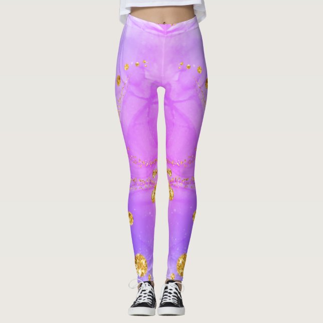 Leggings de gatos de pizza espacial engraçada com  (Frente)