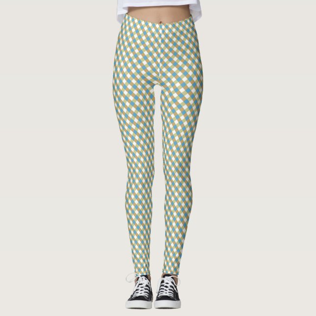 Leggings de Gingham Verde-Castanho (Frente)