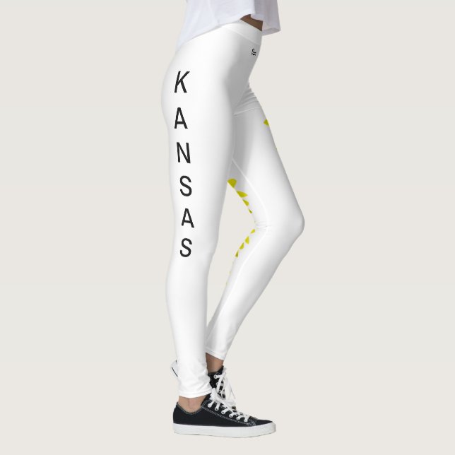Leggings de girassol de flores brancas do Kansas (Direita)