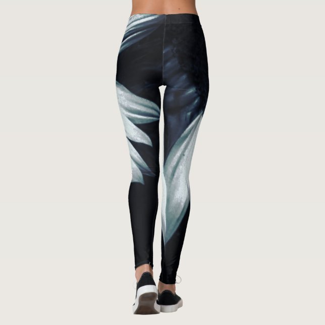 Leggings de girassol preto e branco (Verso)