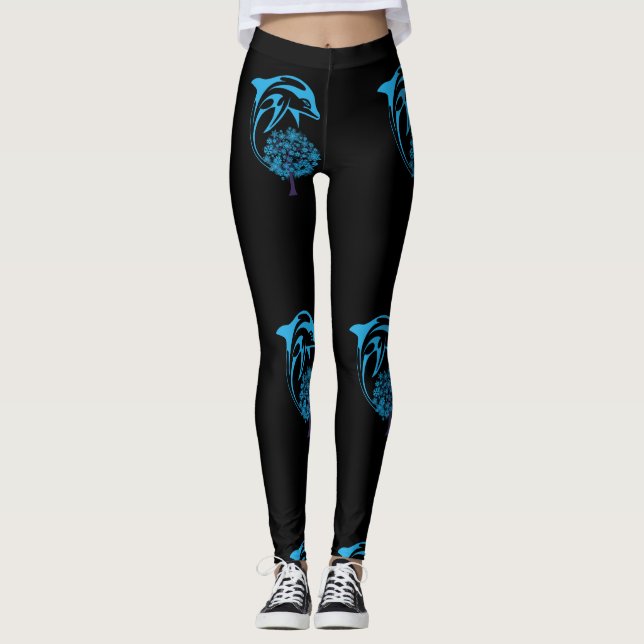 Leggings de golfinhos abstrato (Frente)