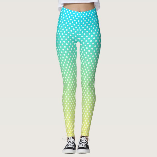 Leggings de gradiente amarelo-lacre do bolinhas (Frente)
