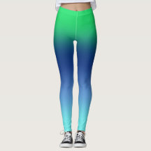 Leggings de gradiente Aqua Marinho Verde