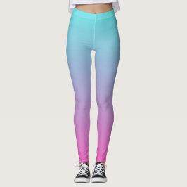 Leggings de gradiente de cores azuis e cor-de-rosa