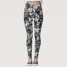 Leggings de Grafite preto e branco em chic urbano
