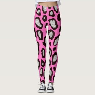 Leggings de Gym Leopardo Preto e Rosa
