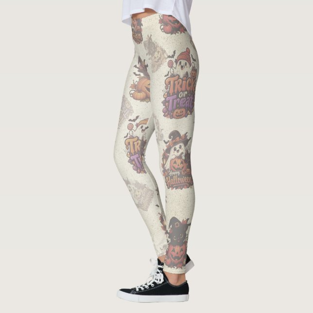 Leggings de Halloween com Fantasmas Fofos para Dia (Esquerda)