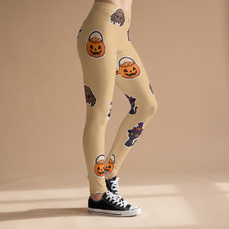 Leggings de Halloween de Gato Preto para Mulheres
