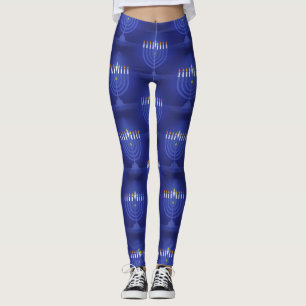 leggings de hanukkah felizes azuis