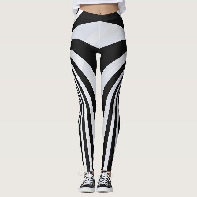 Leggings de Ilusão Óptica Preto e Branco em Espira (Frente)