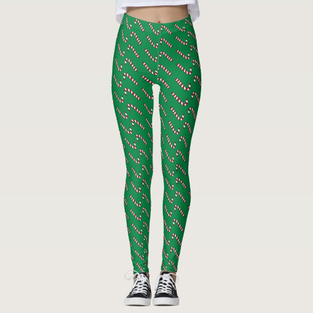 Leggings de Impressão Candy Cane (Frente)