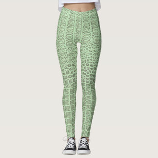 Leggings de Impressão de Alligador Verde e Calças