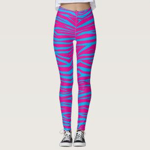 Leggings de impressão de animais azuis cor-de-ros